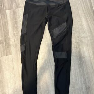 90 Degree by Reflex Black Leggings with Mesh Accents